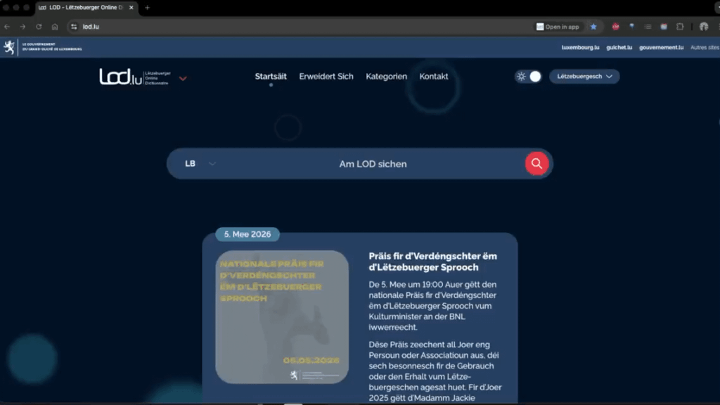 ルクセンブルク語を学習していて LOD.lu を使用している場合、これが役に立つかもしれません