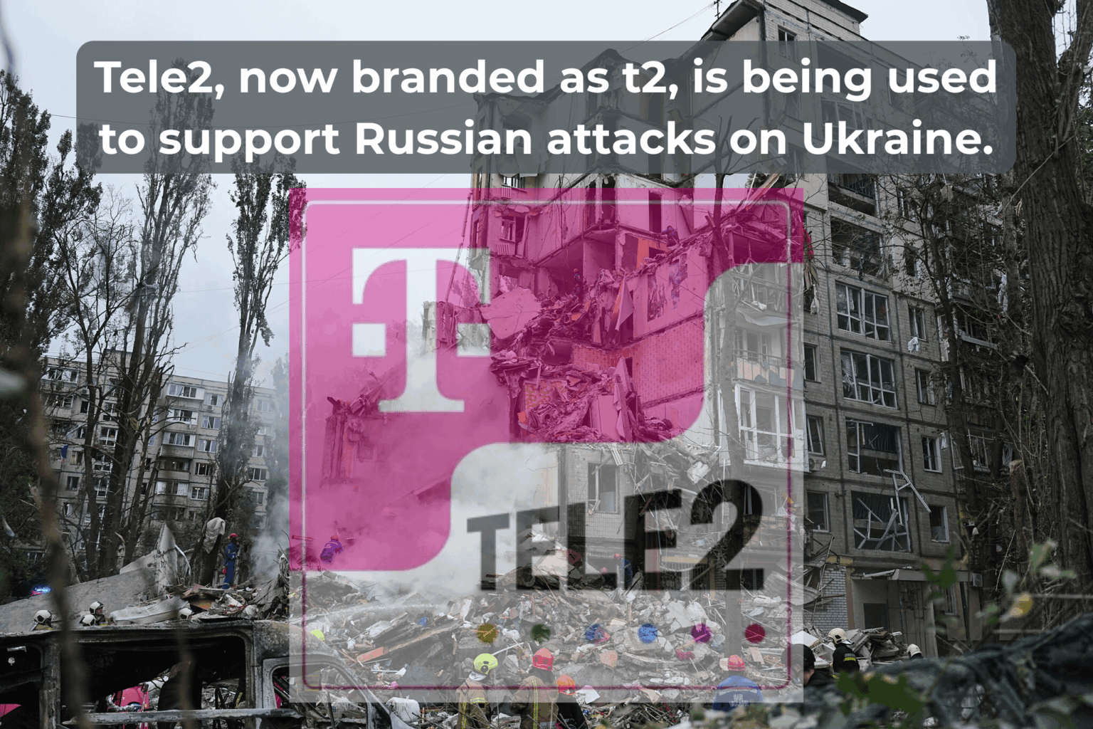 報告書によると、現在t2と名付けられたTele2は、ロシアのウクライナ攻撃を支援するために使用されているという。伝えられるところによると、同社の SIM カードはシャヘドドローンに搭載されており、依然として国境付近でローミングにアクセスできる可能性がある。世界の通信事業者はt2との関係を解消する必要がある。