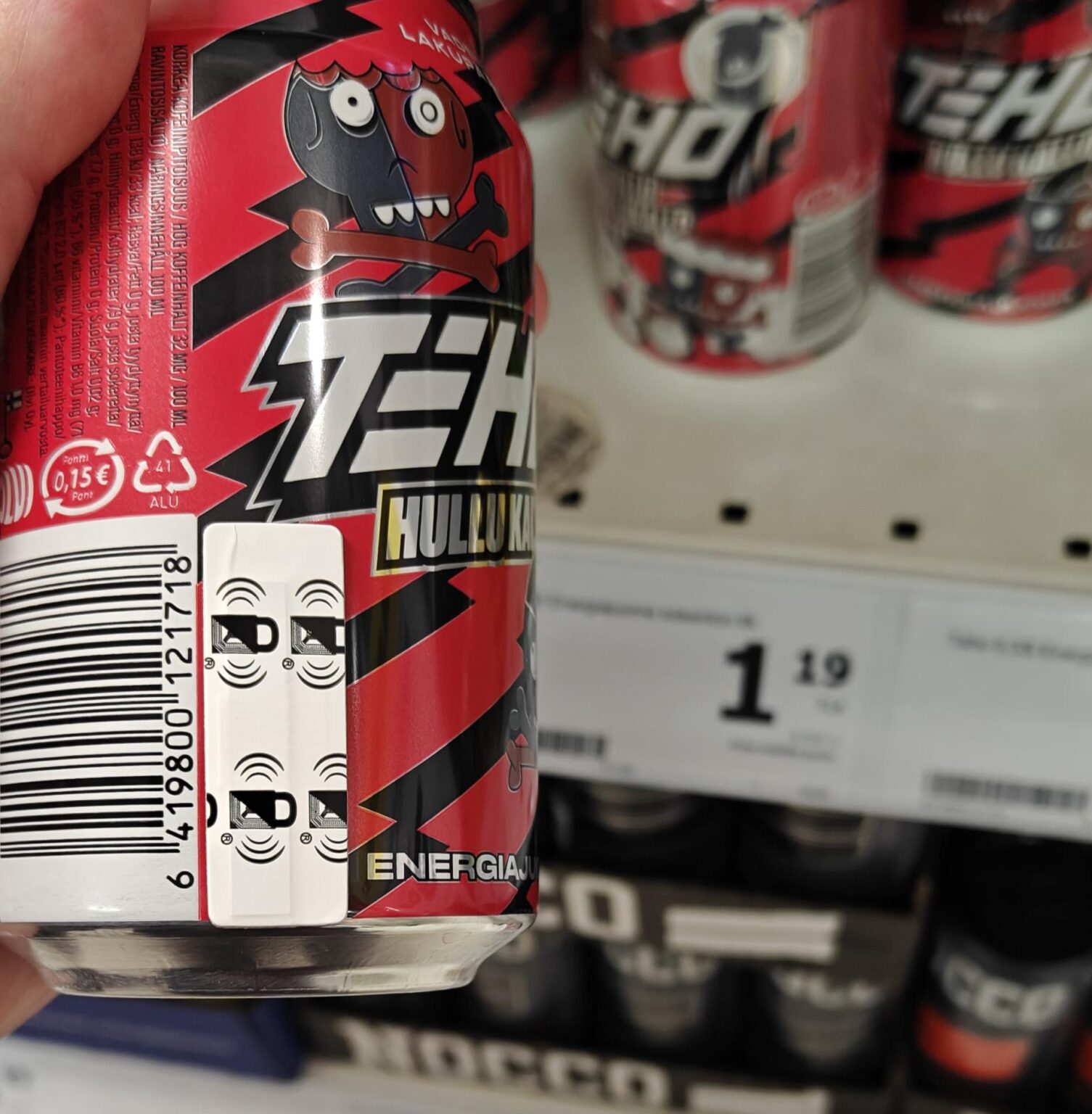 現在、1,19 ユーロのドリンクに盗難防止タグを付けていますか?