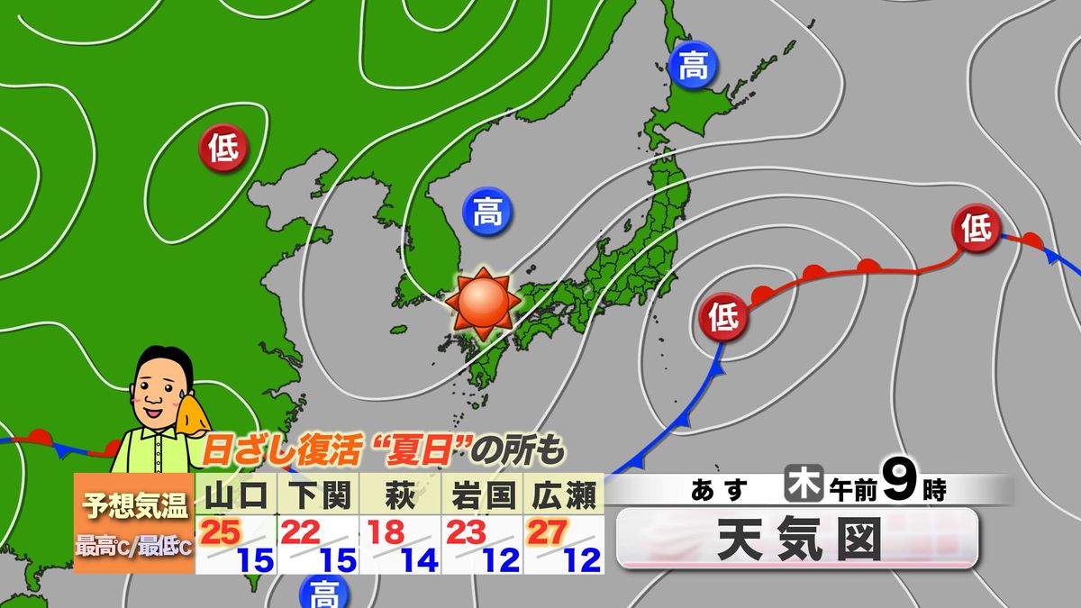 【山口天気 夕刊4/15】今月前半の雨でダムは十分潤う　あす16日(木)は日ざし十分で“夏日”の所も　人間の喉にも潤いを！