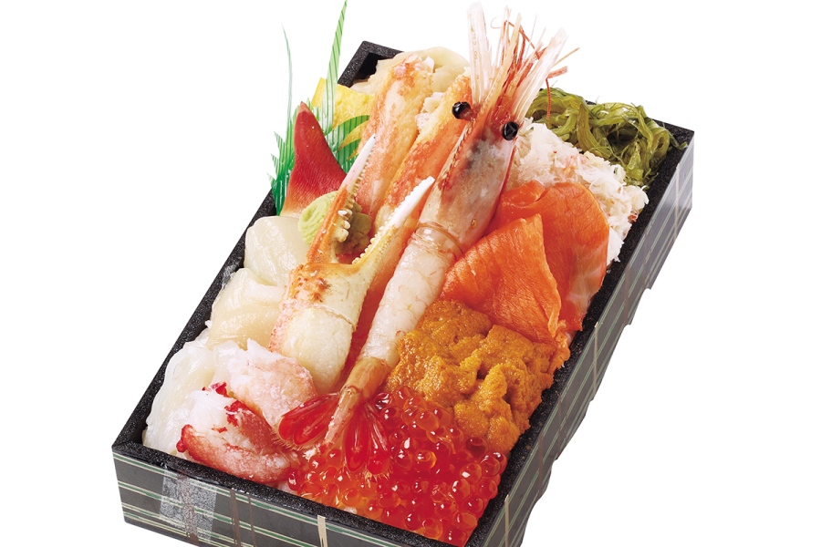 『大北海道展』に登場する「すし処雑魚亭」の磯波（1折3240円）、各日限定数30個。4月15日～21日まで出店。「近鉄本店」限定