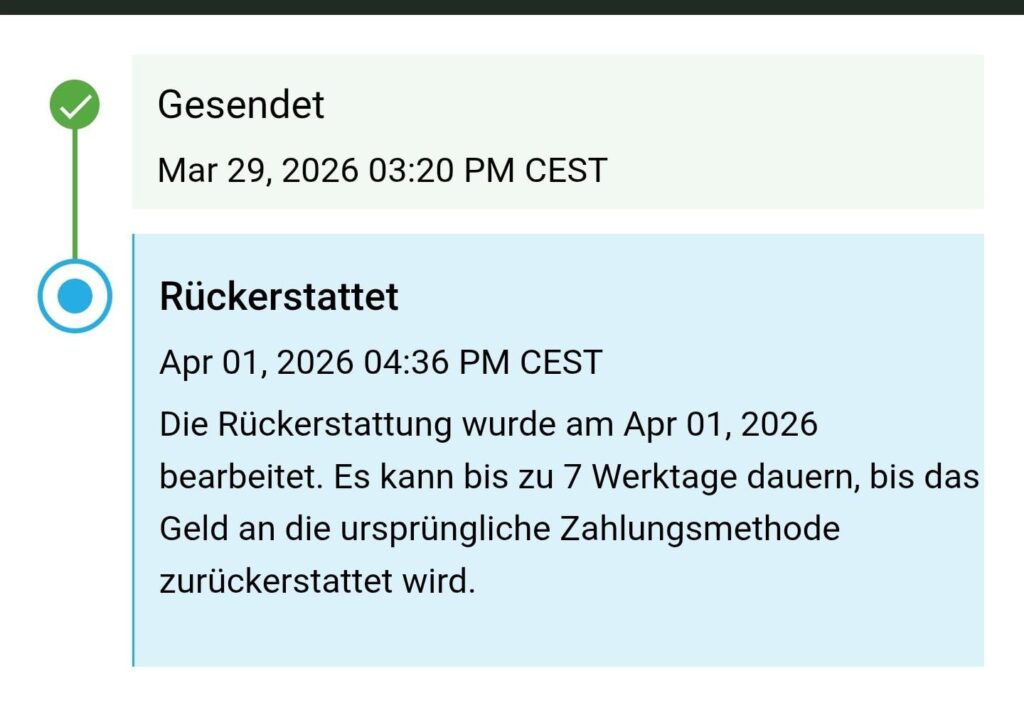 ウエスタンユニオンからの返金
