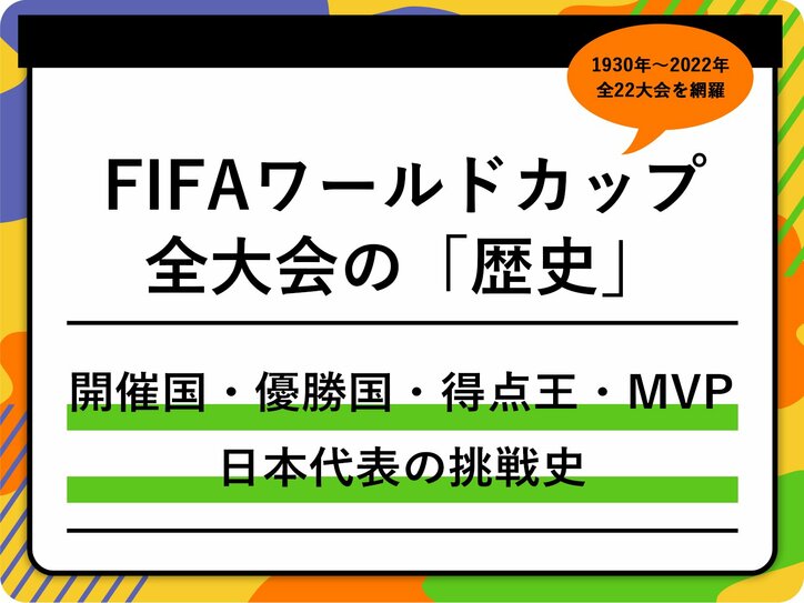【写真・画像】【FIFAワールドカップの歴史】歴代の開催国、優勝国、得点王、MVP、日本代表の挑戦史を総まとめ（1930年〜2022年）　1枚目