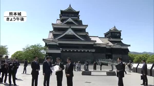 木原 稔官房長官が復旧工事進む熊本城など視察｜FNNプライムオンライン