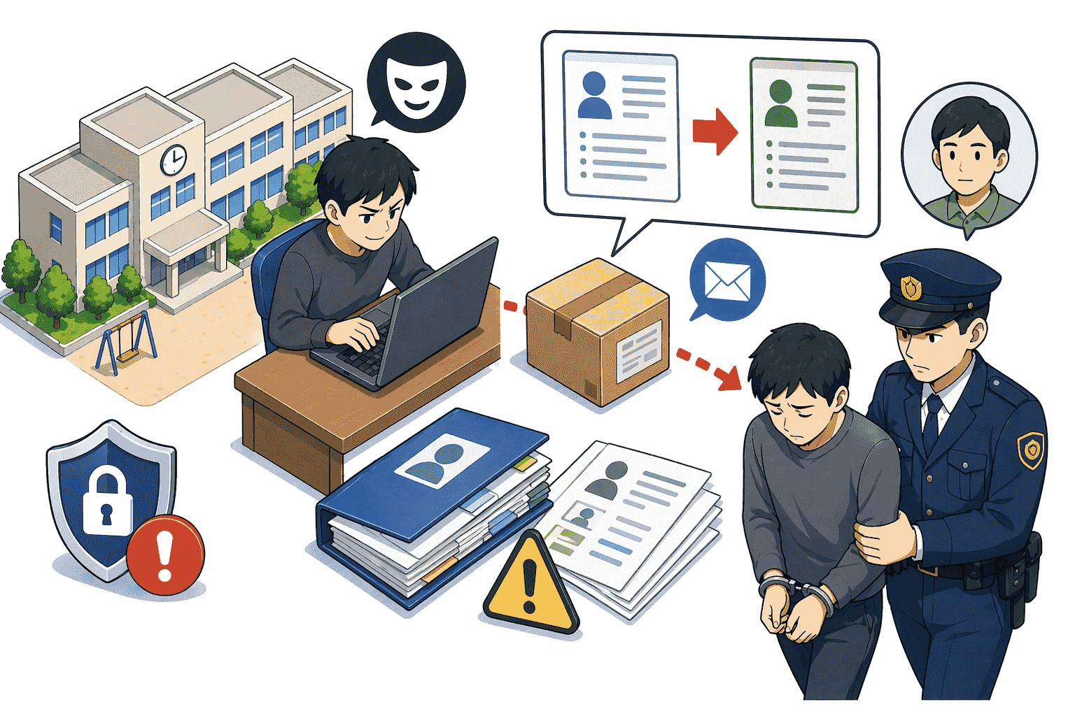 神奈川の小学校教諭を逮捕　個人情報 記載資料を他人名義で勤務先へ送付した疑い