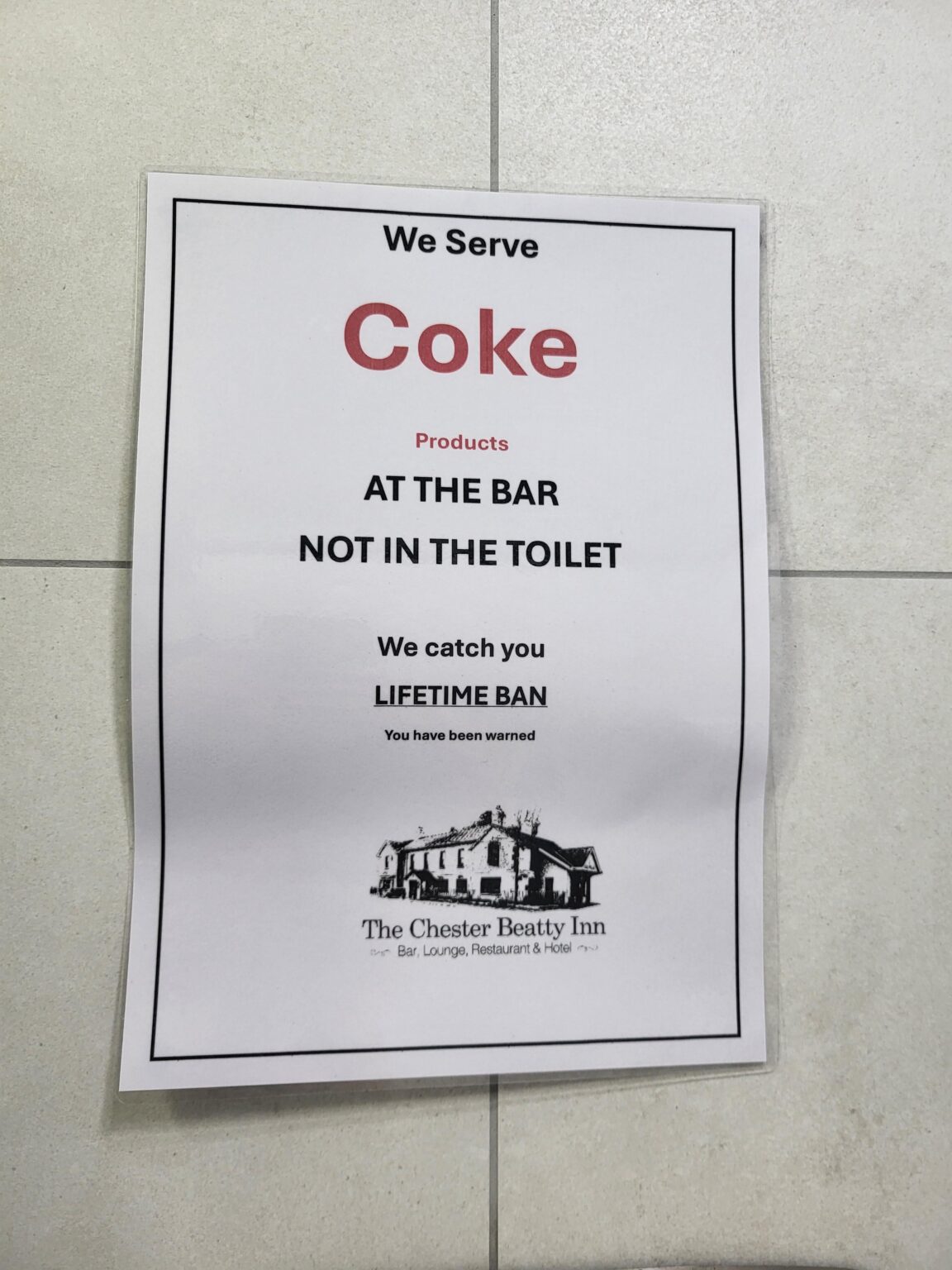 バスルームではコーラを禁止