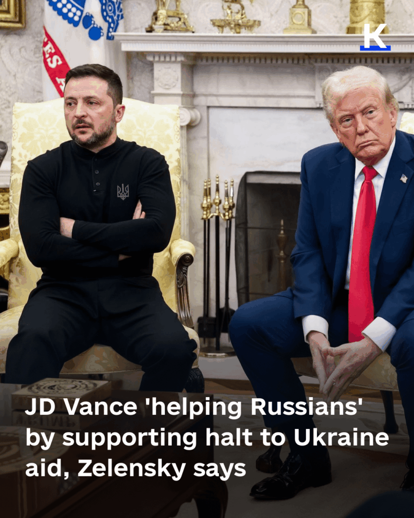 ゼレンスキー氏、JDヴァンス氏、ウクライナ支援停止支持で「ロシア人を助けている」と語る