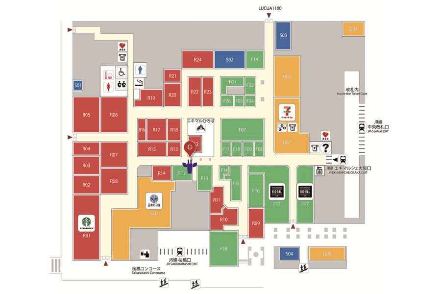JR構内図（ジラフクレープ所在地の画像）