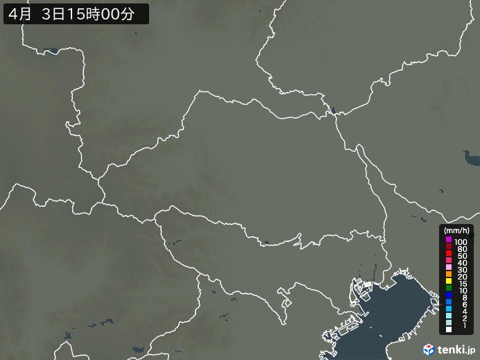埼玉県の雨雲レーダー(2026年04月03日)