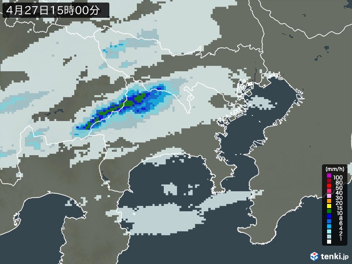 神奈川県の雨雲レーダー(2026年04月27日)