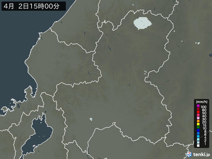 岐阜県の雨雲レーダー(2026年04月02日)