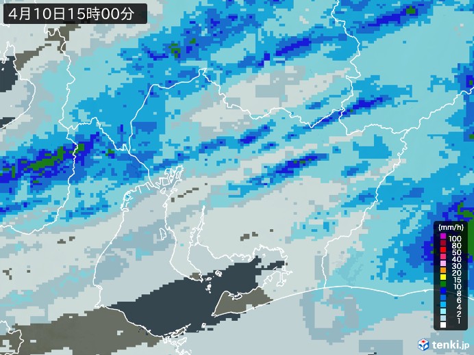 愛知県の雨雲レーダー(2026年04月10日)