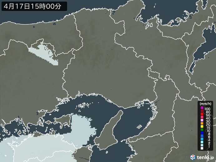 兵庫県の雨雲レーダー(2026年04月17日)