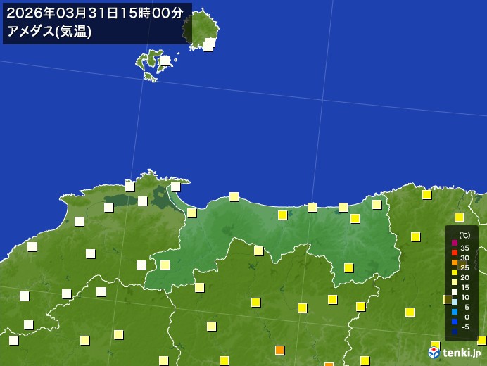 鳥取県の過去のアメダス実況(2026年03月31日)(気温) – 日本気象協会 tenki.jp 鳥取県の過去のアメダス実況(2026年03月31日)(気温) - 日本気象協会 tenki.jp