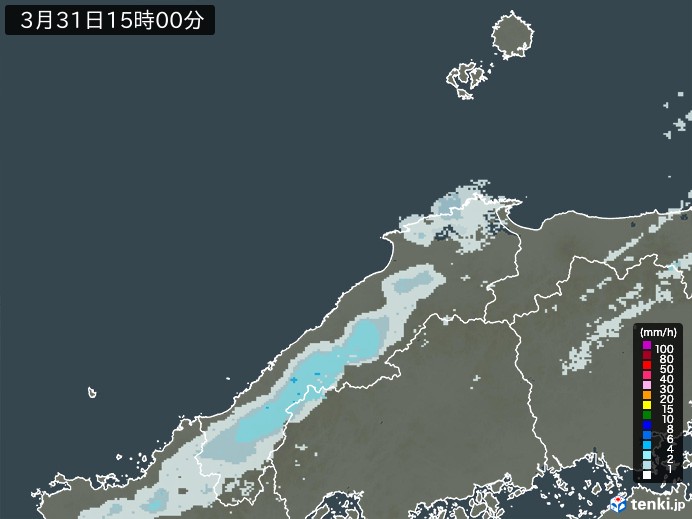 島根県の過去の雨雲レーダー(2026年03月31日) – 日本気象協会 tenki.jp 島根県の雨雲レーダー(2026年03月31日)