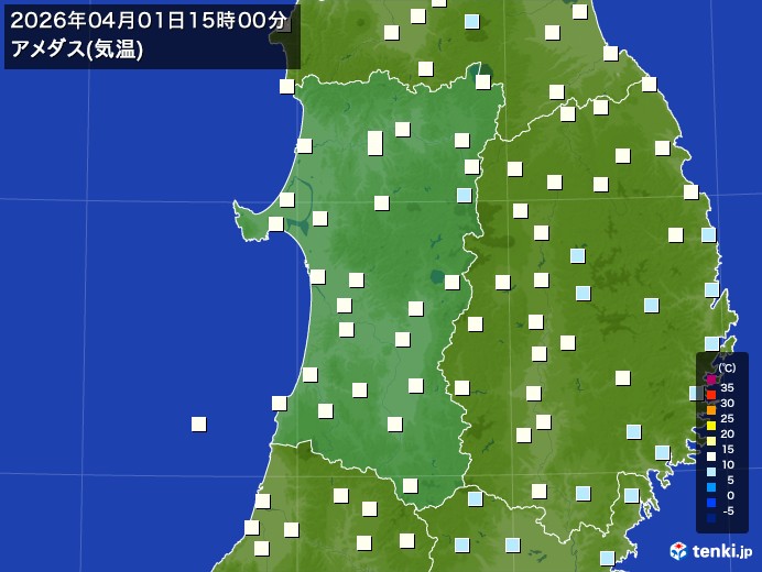 秋田県の過去のアメダス実況(2026年04月01日)(気温) – 日本気象協会 tenki.jp 秋田県の過去のアメダス実況(2026年04月01日)(気温) - 日本気象協会 tenki.jp