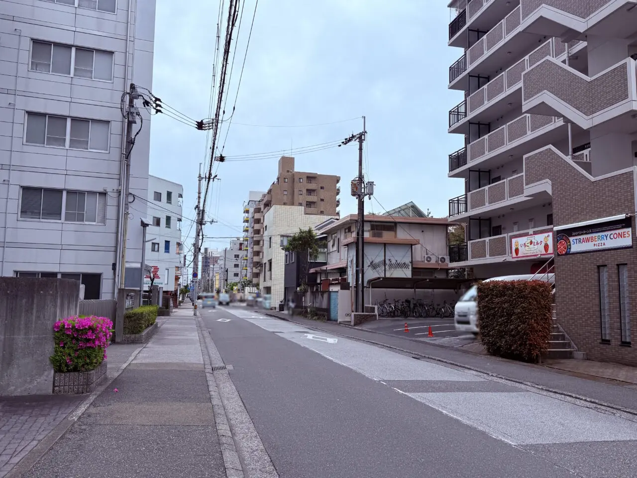 2026年3月31日に閉店した宅配ピザ「ストロベリーコーンズ 高知中央店」の周辺の様子