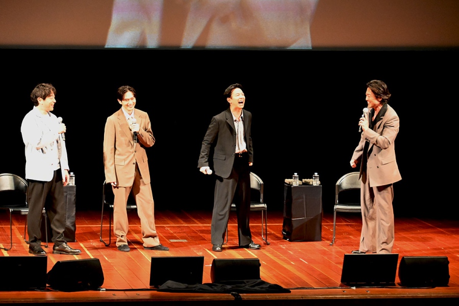 「大河ドラマ『豊臣兄弟！』トークライブ in 高島」での様子。迫田孝也、松下洸平、仲野太賀、大東駿介（4月19日）