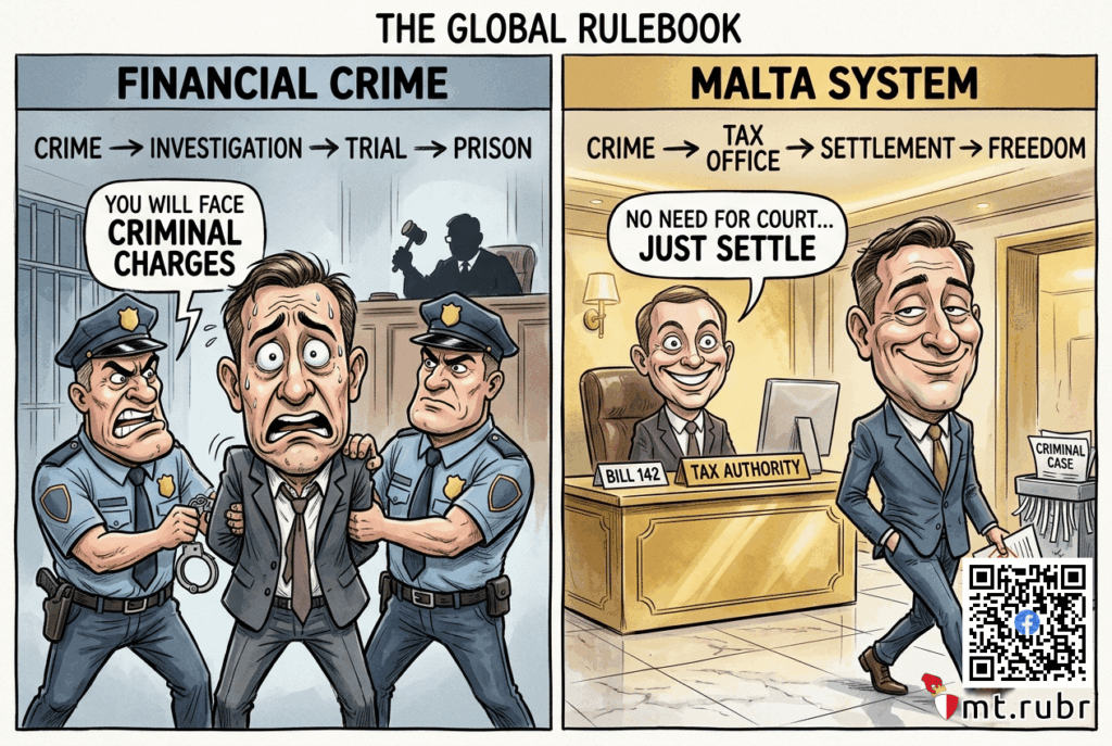 [mt.rubr] マルタの新法により、税金犯罪容疑者は示談金を支払って釈放され、エリート層が保護され、汚職訴追が弱まる。