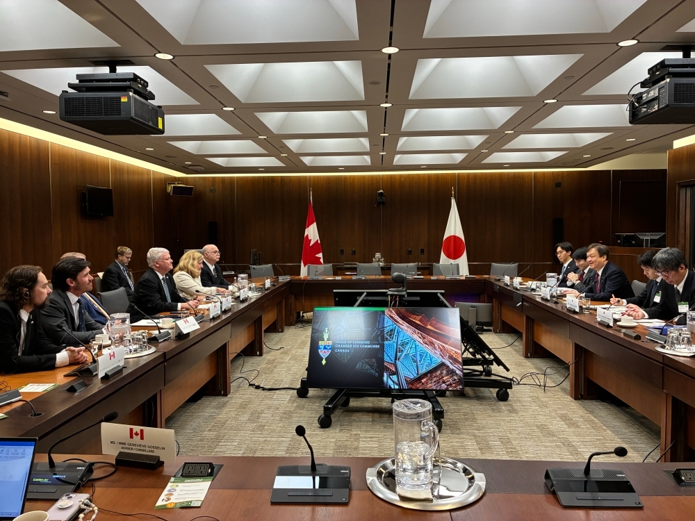 堀井副大臣とカナダ・日本議員連盟の方々が面談している会場の全体写真