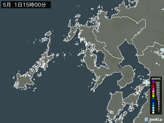 長崎県の雨雲レーダー(2026年05月01日)