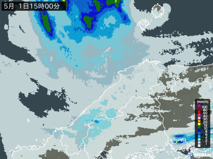 島根県の雨雲レーダー(2026年05月01日)