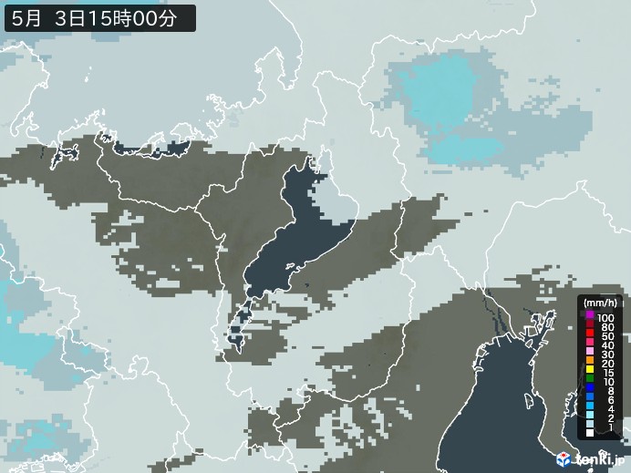滋賀県の雨雲レーダー(2026年05月03日)