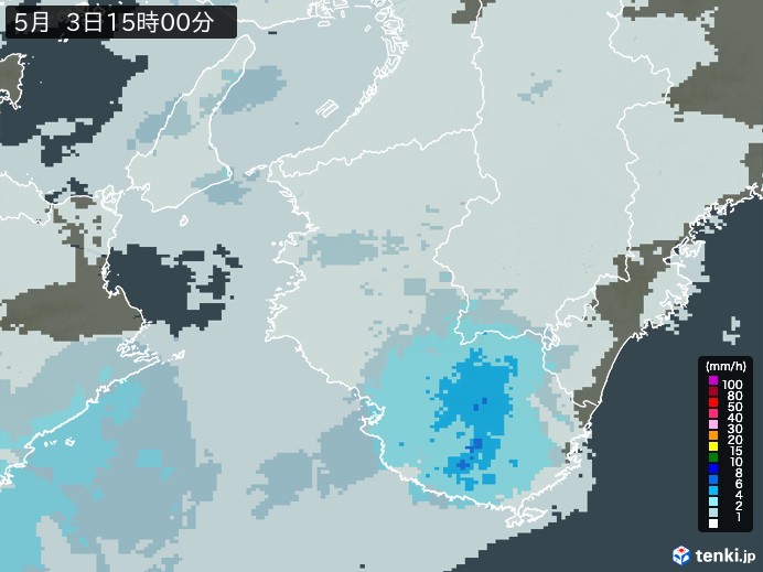 和歌山県の雨雲レーダー(2026年05月03日)