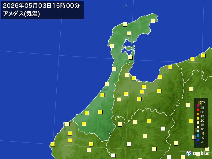 石川県の過去のアメダス実況(2026年05月03日)(気温) - 日本気象協会 tenki.jp