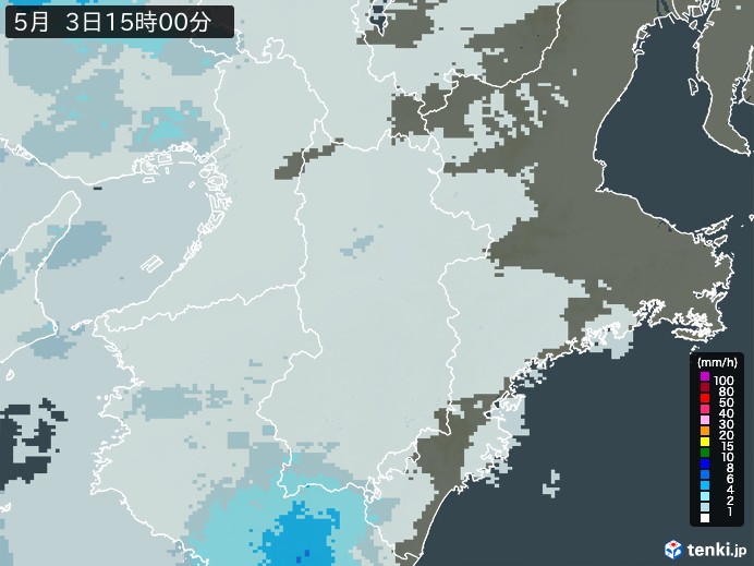 奈良県の雨雲レーダー(2026年05月03日)