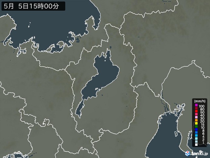 滋賀県の雨雲レーダー(2026年05月05日)