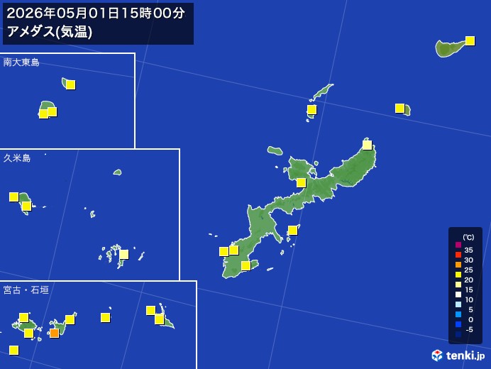 沖縄県の過去のアメダス実況(2026年05月01日)(気温) - 日本気象協会 tenki.jp