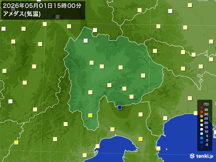 山梨県の過去のアメダス実況(2026年05月01日)(気温) - 日本気象協会 tenki.jp