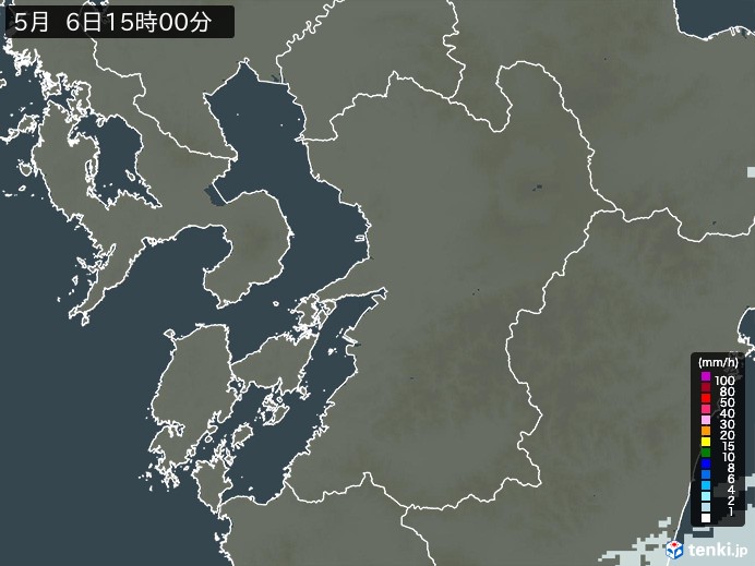 熊本県の雨雲レーダー(2026年05月06日)