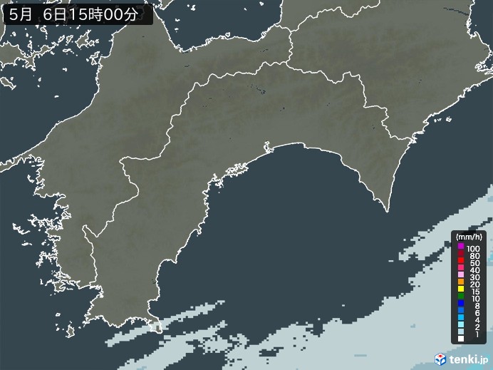高知県の雨雲レーダー(2026年05月06日)