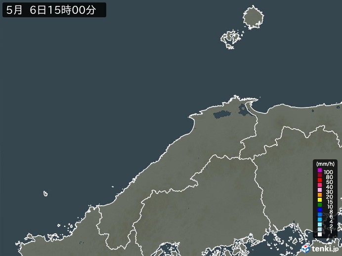 島根県の雨雲レーダー(2026年05月06日)