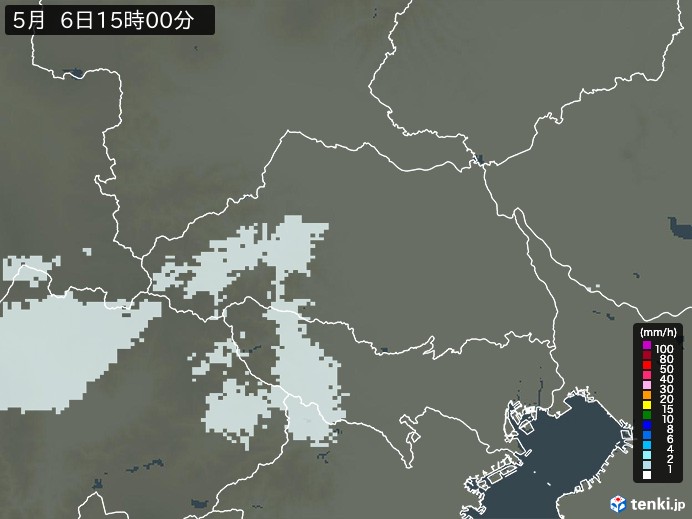埼玉県の雨雲レーダー(2026年05月06日)