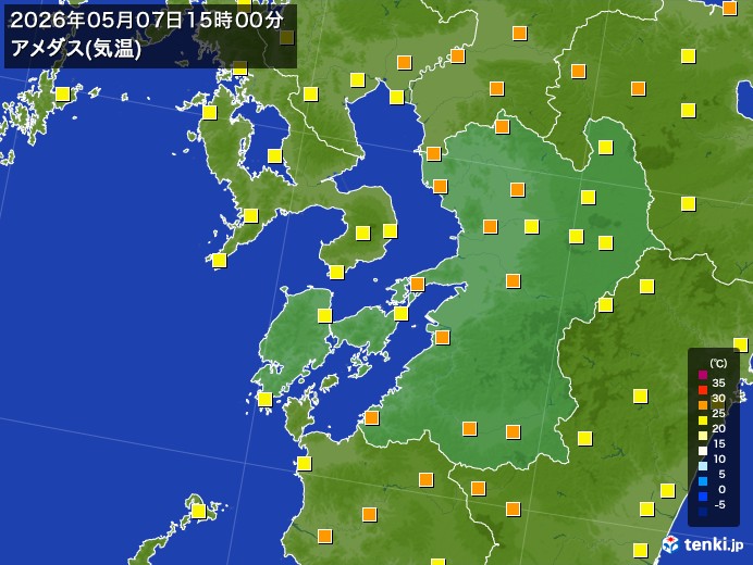 熊本県の過去のアメダス実況(2026年05月07日)(気温) - 日本気象協会 tenki.jp