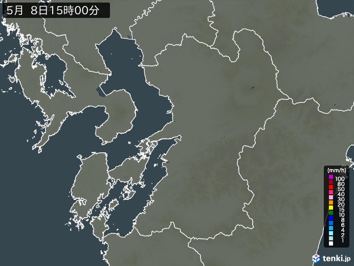熊本県の雨雲レーダー(2026年05月08日)