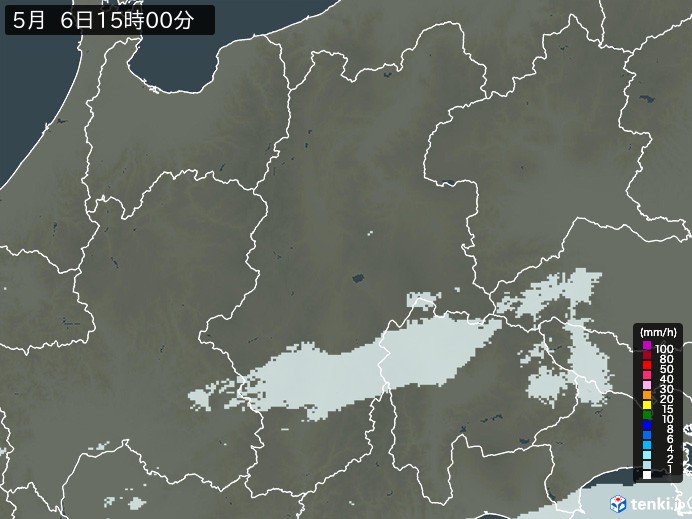 長野県の雨雲レーダー(2026年05月06日)
