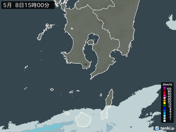 鹿児島県の雨雲レーダー(2026年05月08日)