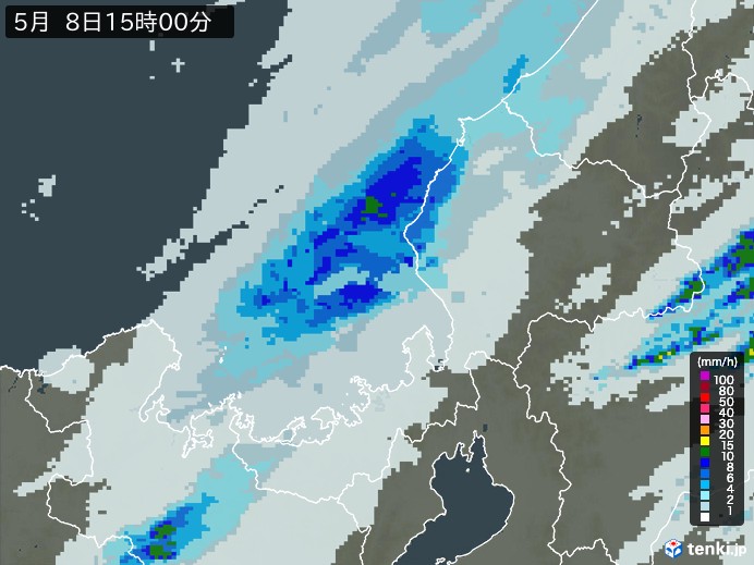 福井県の雨雲レーダー(2026年05月08日)