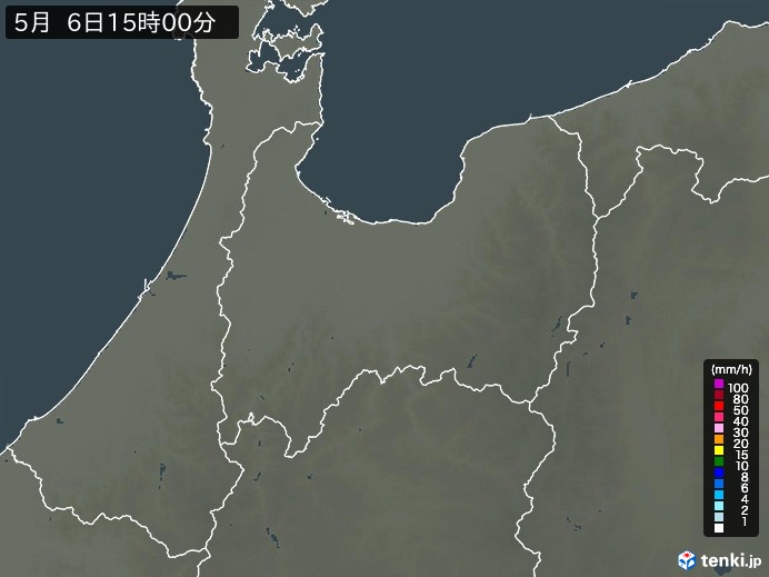 富山県の雨雲レーダー(2026年05月06日)
