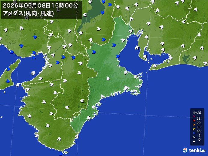 三重県の過去のアメダス実況(2026年05月08日)(風向・風速) – 日本気象協会 tenki.jp 三重県の過去のアメダス実況(2026年05月08日)(風向・風速) - 日本気象協会 tenki.jp