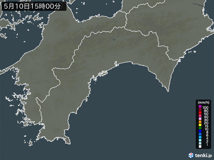 高知県の雨雲レーダー(2026年05月10日)