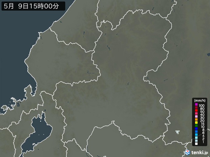 岐阜県の雨雲レーダー(2026年05月09日)