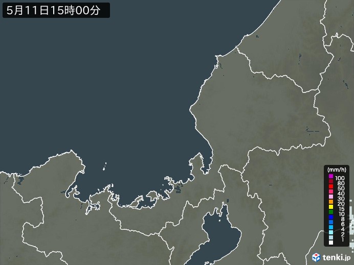 福井県の雨雲レーダー(2026年05月11日)