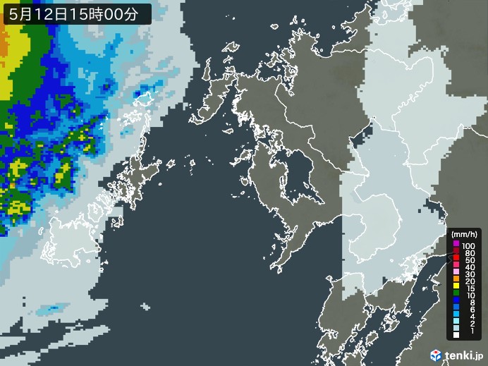 長崎県の雨雲レーダー(2026年05月12日)