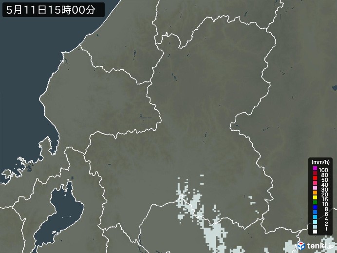 岐阜県の雨雲レーダー(2026年05月11日)