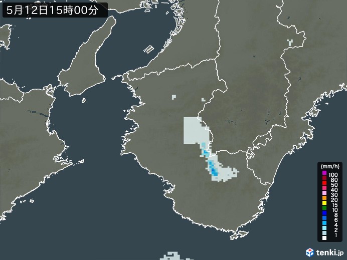 和歌山県の雨雲レーダー(2026年05月12日)
